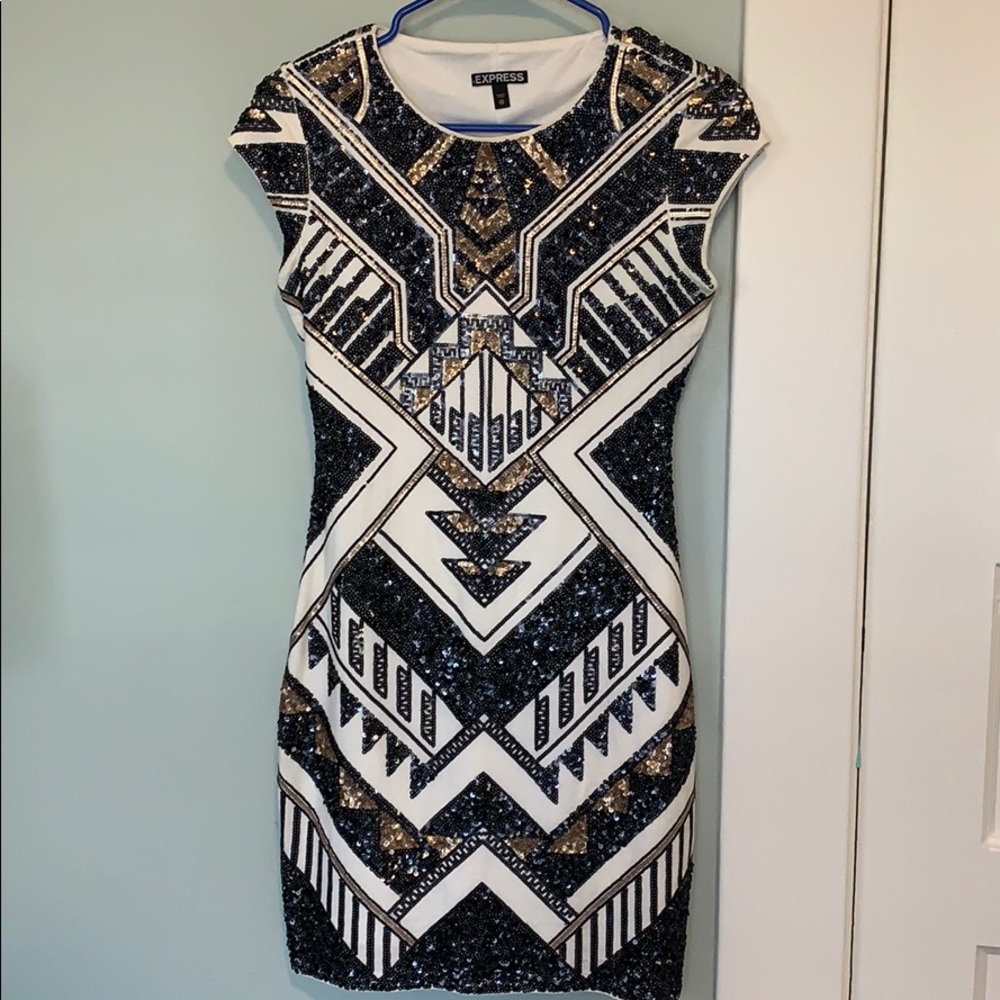 Express Sequin Fitted Dress
